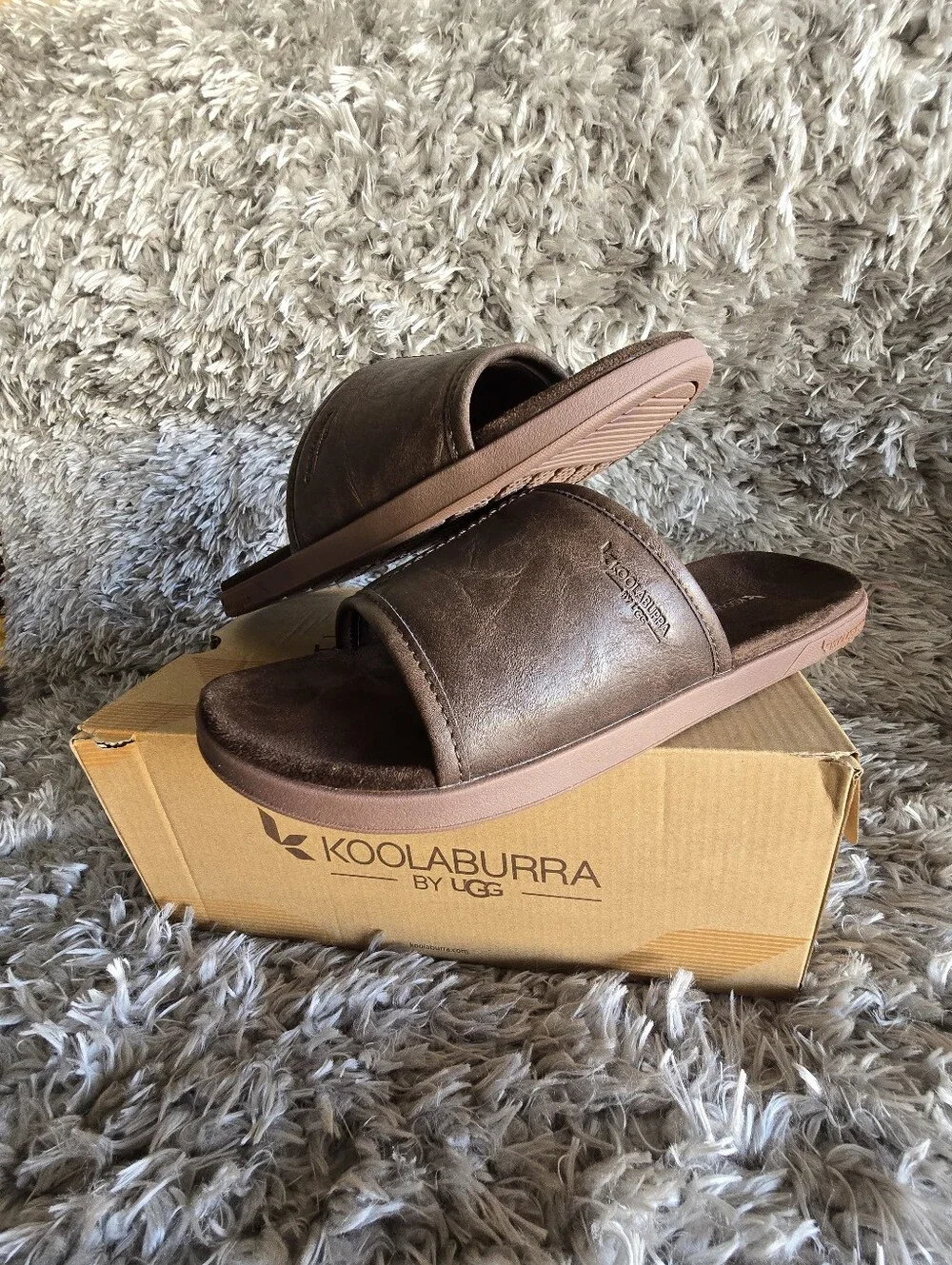 Koolaburra Brown Suede Slide Sandals for Men TREEVE